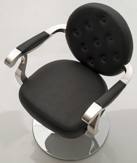 Silvia work armchair with disc base, 3/4 view, black